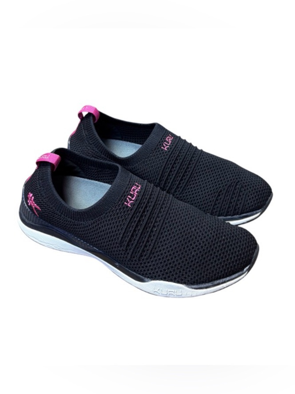 Kuru Stride Slip On Sneaker Shoes Black Pink Knit Women 10 Orthotic Comfort Walk